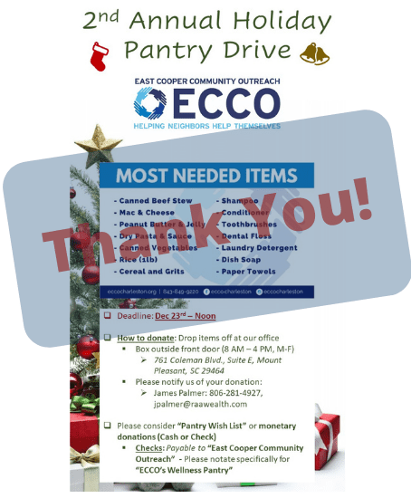 East Cooper Community Outreach Holiday Pantry Drive
